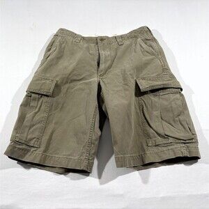 VTG Polo Jeans Co Ralph Lauren Mens Cargo Pocket Brown Hiking Shorts Sz 33 Flaw